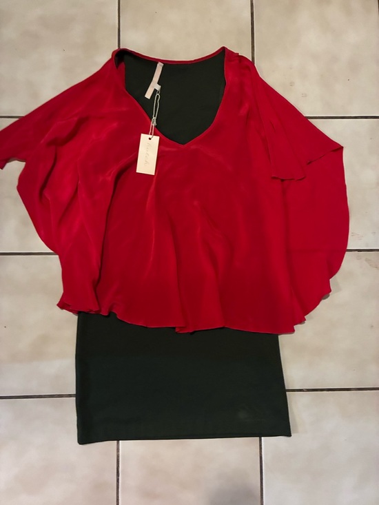 Hutch Red Overlay Top with Black Dress - Picture 2 of 6